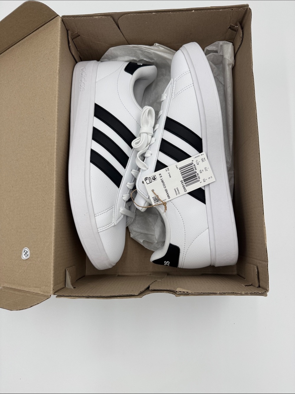 adidas White Sneakers with Black Stripes - Low Top - Picture 4 of 6